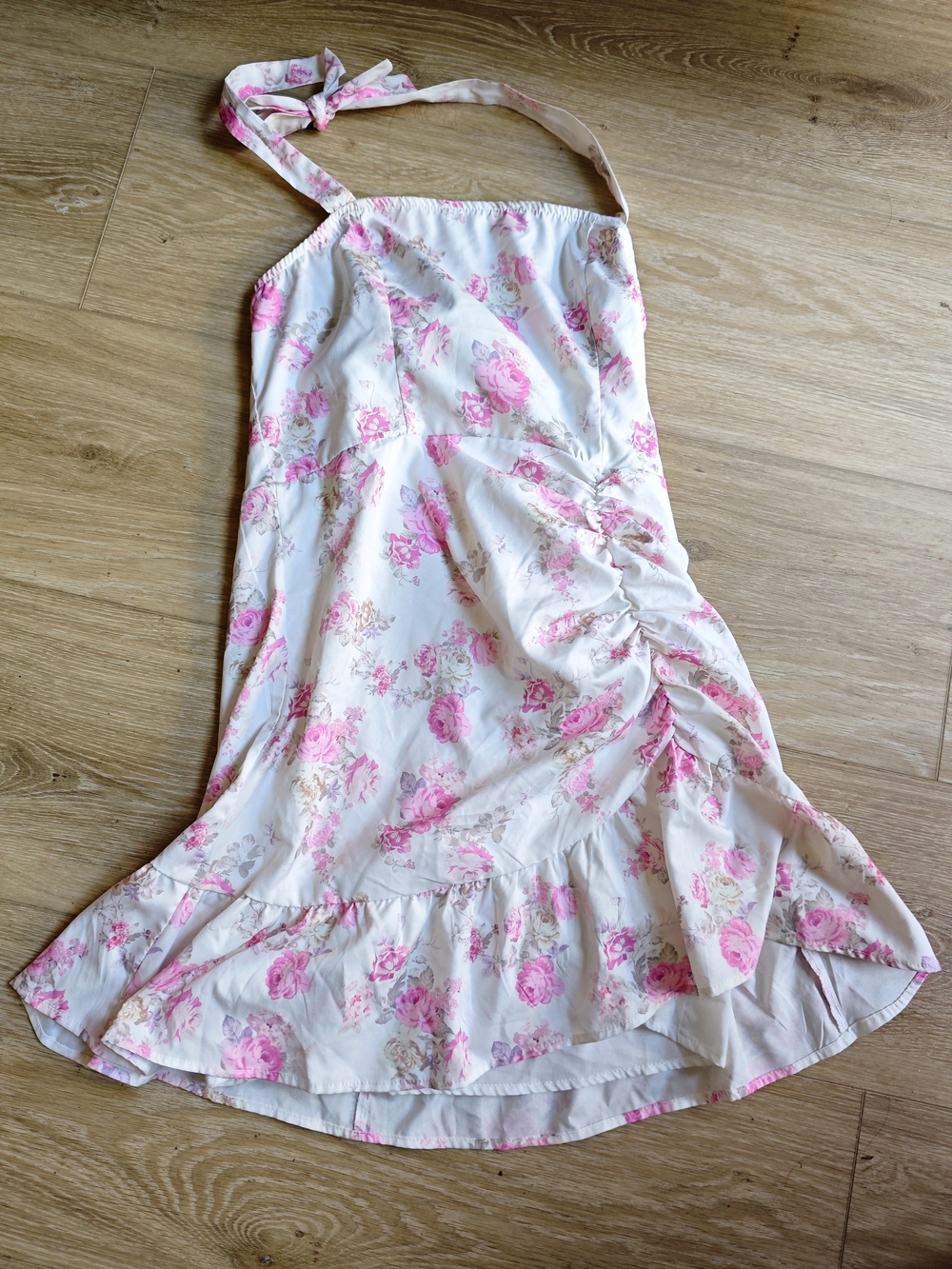 Shein Pink Floral Halter Sun Dress